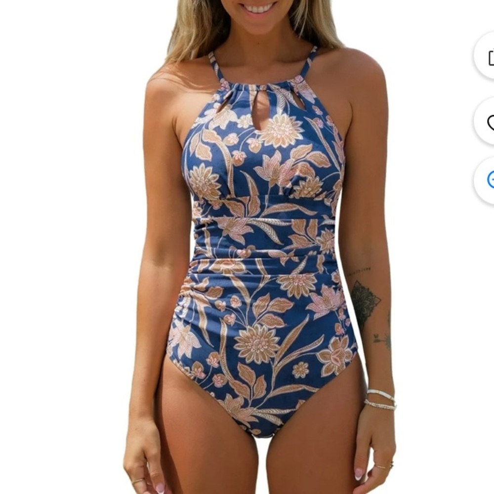 Cupshe floral tie-back one-piece bathing suit XS